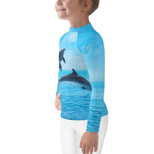 Load image into Gallery viewer, 4WildLife Blue Dolphins Kids Rash Guard