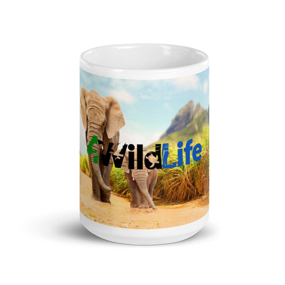 4Wildlife Elephant White Glossy Mug