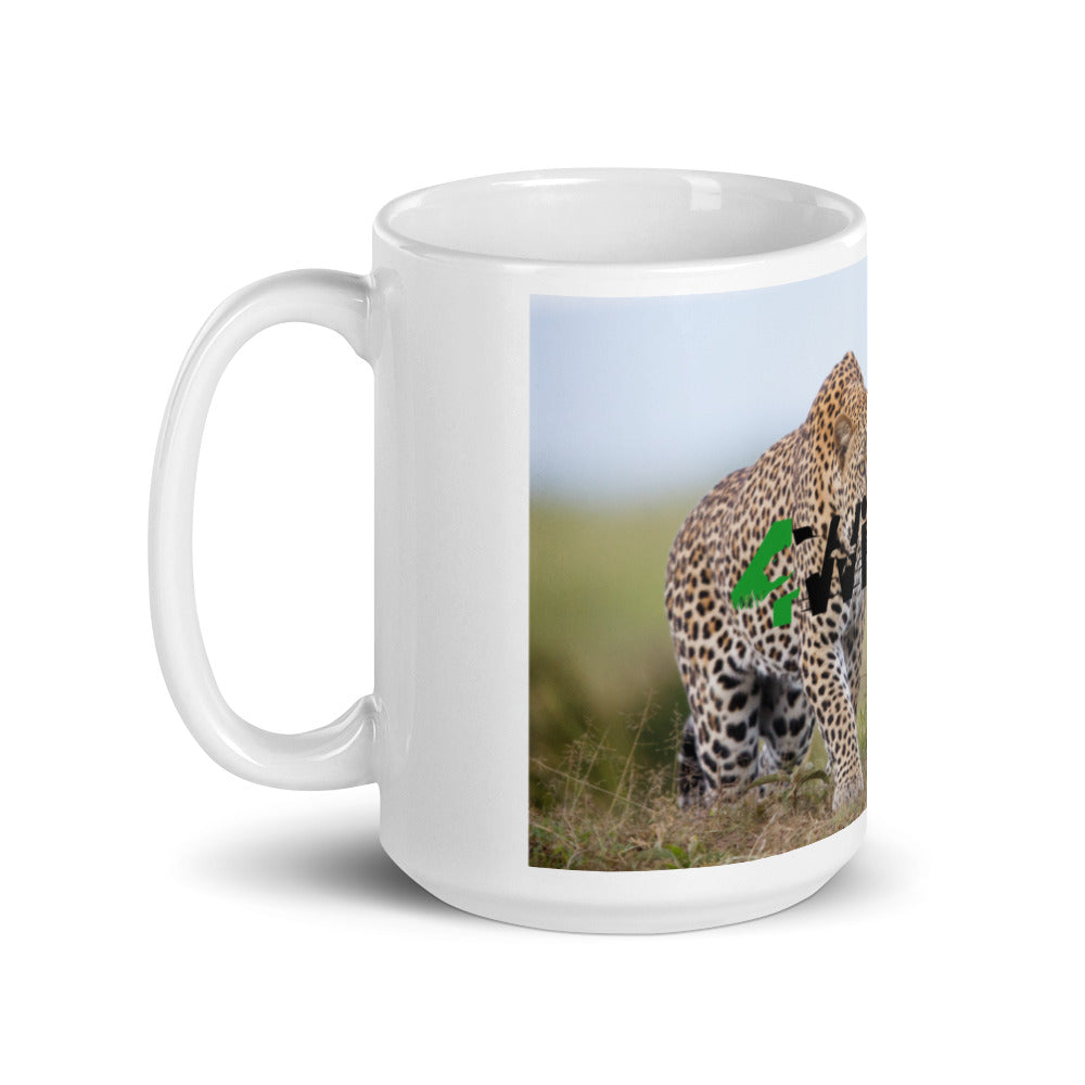 4Wildlife Leopard White Glossy Mug